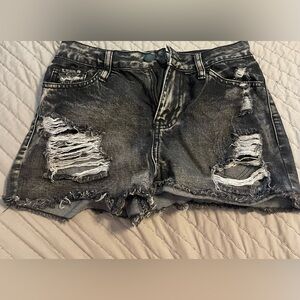 YMI High Rise Black Distressed Denim Shorts